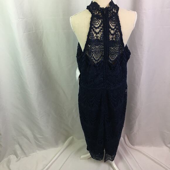 Premier Amour Lace Halter Dress Navy 10 - Picture 5 of 16